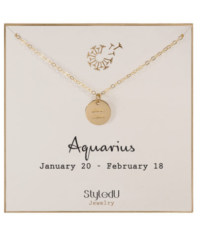 Aquarius Zodiac Necklace, 14k Gold-Filled