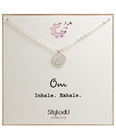 Om Sterling Silver Small Disc(10mm) Necklace
