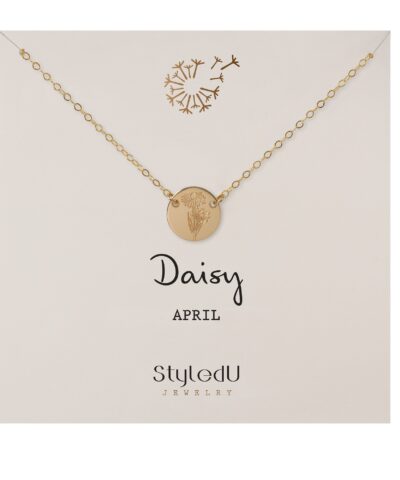 April Birth Flower Daisy Necklace: 14K Gold Filled